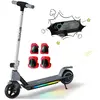 EROLLERRUN Trottinette électrique Enfants 6-12 Ans - Pliable - Écran LED Lumières colorés - 3 Vitesse Hauteur Réglables - Gris