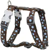 CHADOG Red Dingo Harnais Réglable pour Chien Marron Pois Bleu 45-69 cm 20 mm