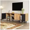 MODFU Meuble tv noir, pour écrans 50-60 pouces, 3 portes, avec rangeme...