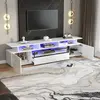 STILVORA Meuble TV LED avec rangement, 2 portes et 1 tiroir, meuble ba...