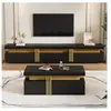 OKWISH Wishdor - Ensemble de meuble tv 200 cm noir et table basse noire