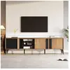 OKWISH Buffet Bahut de Rangement 152,5×40×76,5cm - OKIWSH - 4 Portes - Style Minimaliste - Couleur de Crème Abricot