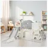 OKWISH Modfu - Toboggan pour enfants avec panier de basket et télescope, escaladable, pehd, gris