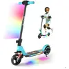 EROLLERRUN Trottinette électrique Enfants Avec Absorption Des Chocs - 130W- 14 Km/h- 8Km - Pliable - écran LCD - Lumière de pédale - Bleu Ciel
