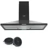 Comfee Hotte Aspirante Hotte de Cuisine 90cm-320 m³/h-2 Filtres à Charbon- 3 Vitesses-Recyclage ou Evacuation-LED lampe-NOIR