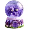 JEDBESETZT Boule à Neige Musicale LED - Boule de Cristal Ours Violet avec Base en Résine, Cadeau Parfait pour Mariage, Noël et Anniversaire