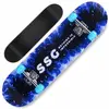 Skateboard HUOLE - Motif de feu bleu - 4 roues lumineuses - Amortisseu...