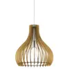 Suspension TINDORI 1 ampoule nickel satiné Diamètre 38 Cm abat jour érable