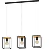 EGLO Suspension Libertad, longueur 88 cm, noir/bois, 3 lampes