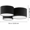 EGLO Plafonnier Pastore 2, longueur 61 cm, noir, à 3 lampes, tissu