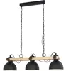 EGLO Suspension Lubenham, noir/bois clair, longueur 90 cm, à 5 lampes.