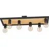 EGLO Plafonnier Consett, noir/marron, bois, 78 cm, à 6 lampes, E27