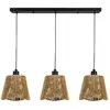 EGLO Suspension Lavister, noir/naturel, 3 lampes, papier