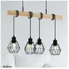 EGLO Suspension Townshend, longueur 70 cm, noir/chêne, 4 lampes