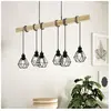 EGLO Suspension Townshend, longueur 100 cm, noir/chêne, 6 lampes