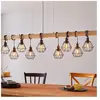 EGLO Suspension Townshend, longueur 150 cm, noir/chêne, 9 lampes