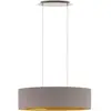 Eglo - Lampe à suspension 78x22x110 cm en métal et tissu cappuccino et or avec hauteur réglable Maserlo