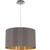 EGLO Suspension en textile MASERLO 1 ampoule nickel satiné abat jour cappuccino