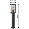 Globo - Lampadaire, éclairage de chemin, lampe de jardin, lampe d'extérieur, métal, noir, verre, fumée, détecteur de mouvement, acier inoxydable, 1x