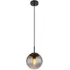 Globo Suspension Samos, Ø 20 cm, gris fumé/noir, verre