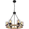 Globo Suspension Lila avec cadre en bois, à 8 lampes