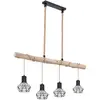 Globo Lampe à suspension, bois, design grille, L 85 cm, PRISKA