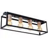 Plafonnier Vintage Noir Salon Salle à Manger Éclairage Bois Décor Luminaire Globo 15476-4D