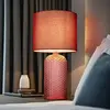 Globo Lampe de table Sofia, rouge, hauteur 50 cm, tissu/verre