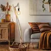 Globo Lampadaire de salon lampe lampadaire bois marron corde de chanvr...