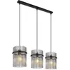 Globo Suspension Gorley, longueur 80 cm, gris fumé, 3 lampes, verre