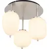 Globo Plafonnier Blacky I, nickel/opal, Ø 46 cm, 3 lampes, verre