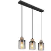 Globo Suspension Reid, à 3 lampes, noire/fumée