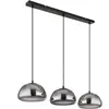Globo Suspension Jella, longueur 95 cm, gris fumé, 3 lampes, verre