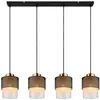 Globo Suspension Olga, longueur 91 cm, noir, 4 lampes, métal/verre