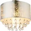 Plafonnier éclairage lampe tissu feuille d'argent cristal rideau Globo 15188D3