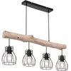 Globo Lampe suspendue rurale Mina noir avec bois 4 lumières - 15326-4N
