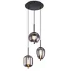 Barco Globo Suspension Blacky, noir/gris fumée, Ø 46 cm, verre, 3 lampes