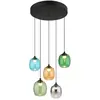 Globo Suspension LED Minara, à 5 lampes, Ø 43 cm, multicolore, verre