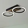 Globo Plafonnier LED Blevins à 2 lampes noir/aspect bois, longueur 46 ...