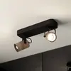 EGLO Spot pour plafond Cayuca, noir/décor bois, à deux lampes