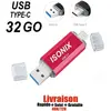 ISONIX Clé USB C 32 Go Gb Type C OTG USB Flash Drive pour Android/PC  ROUGE