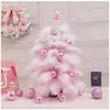Rose - 45cm - Décoration'arbre de noël rose, Mini plume de sapin de no...