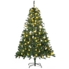 Sapin De Noël Vert 180 Cm Ø112 Cm Avec Guirlandes Et Décorations Préin...