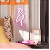 LEDKIA Néon LED Flamingo - TECHBREY - 3xAA - Rose - Design Innovant - Luminosité Décorative