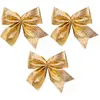 Set de 3 noeuds dorés pour décoration sapin de Noël 10cm