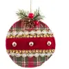 Décoration sapin de noël classique boule tissu 9x4x11cm