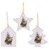 Wadiga Décoration sapin de noël en bois cerf et sapin - Set de 3