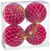 Wadiga Set de 4 boules de Noël rouges mousse - 8cm