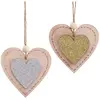 WADIGA Décorations de Noël en bois coeurs 10x10cm - Lot de 2
