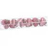 BigBuy Christmas Décorations de Noël Rose Doré Polyfoam Tissu Coeurs 9 cm (6 Unités)